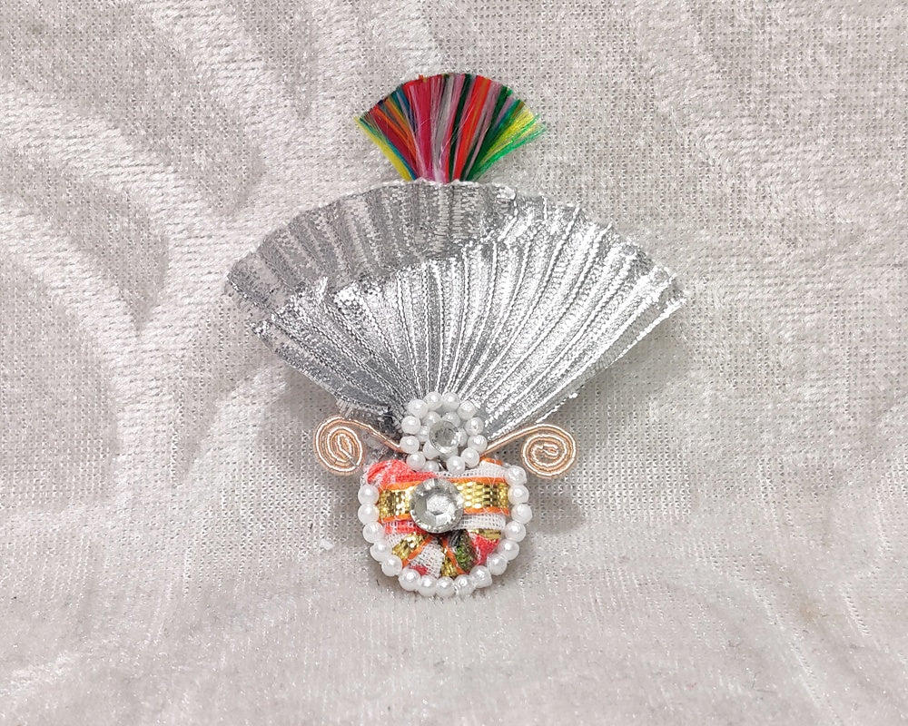 Heavy Silver Satin Moti Chandrika