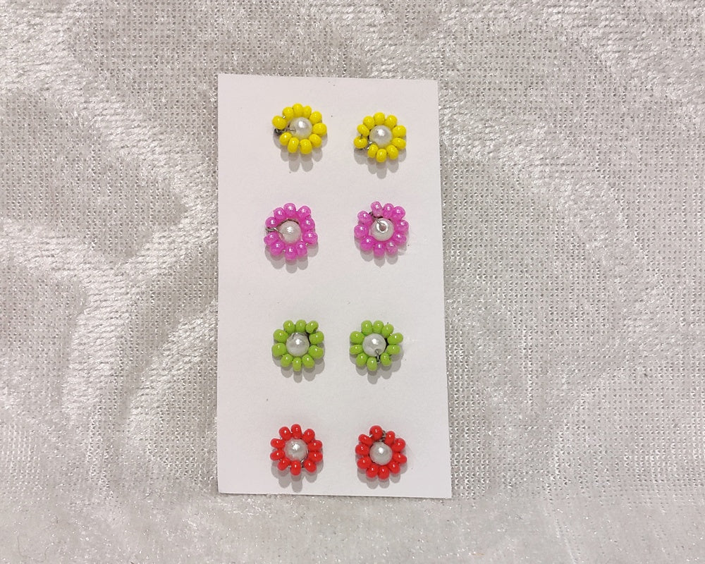Coloured Moti Kundal, Set of 3