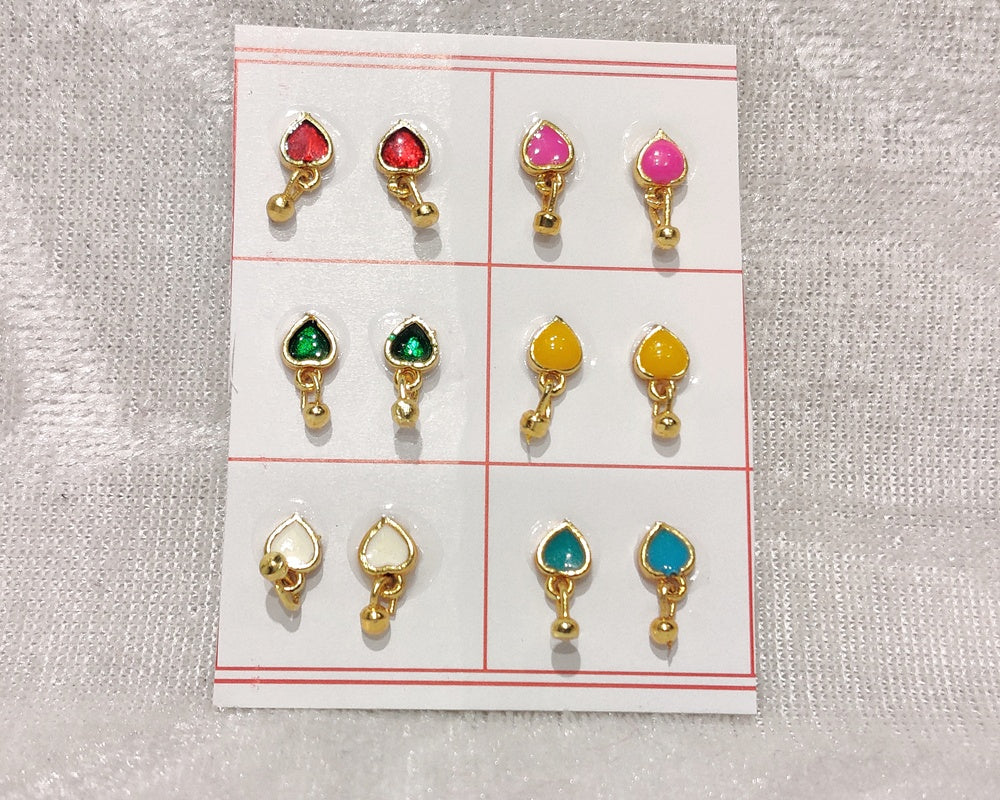Coloured Meenakari Kundal, Set of 6