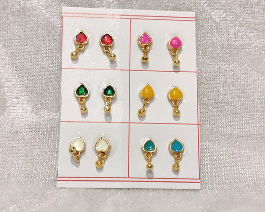 Coloured Meenakari Kundal, Set of 6