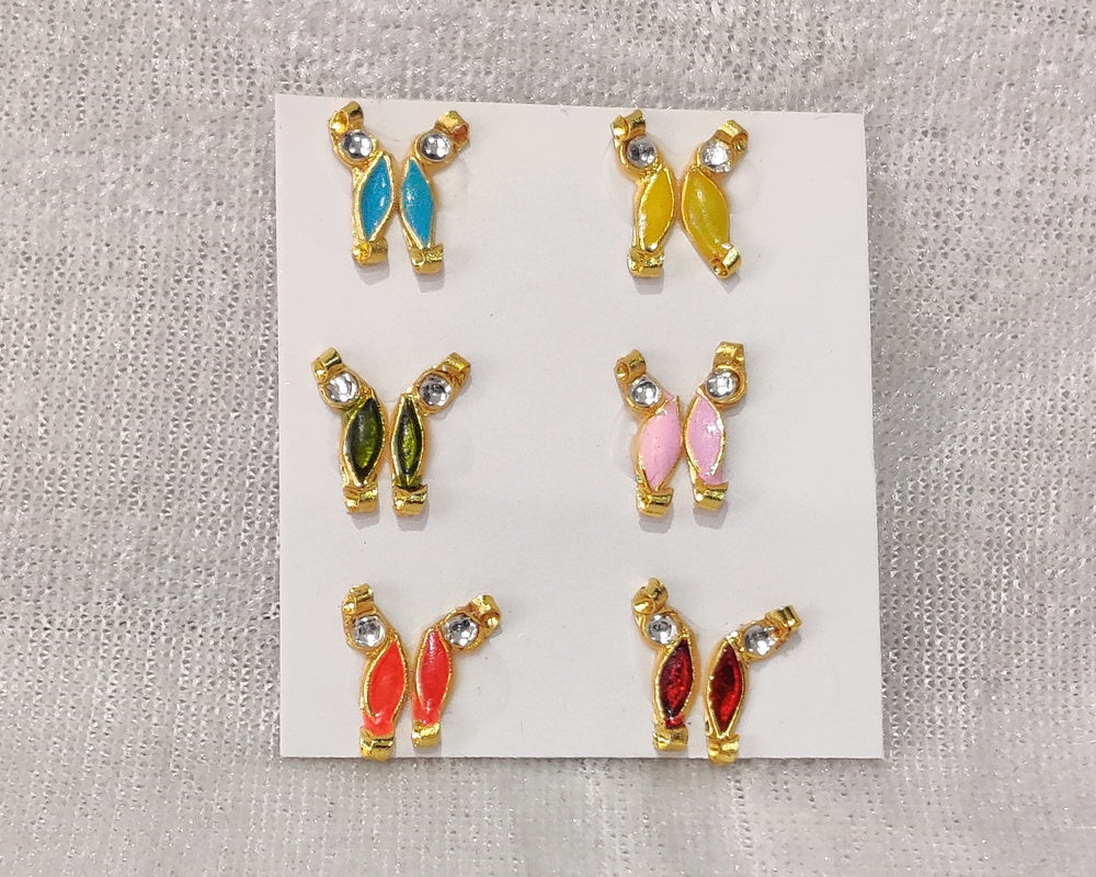 Coloured Meenakari Kundal, Set of 6