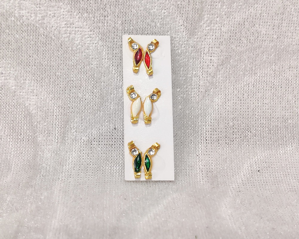 Coloured Meenakari Kundal, Set of 3