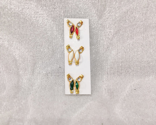 Coloured Meenakari Kundal, Set of 3