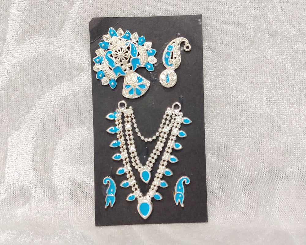 Complete Silver Meenakari Malaji Set ,