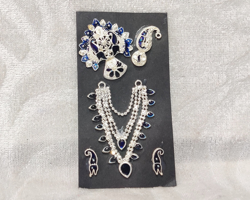 Complete Silver Meenakari Malaji Set ,