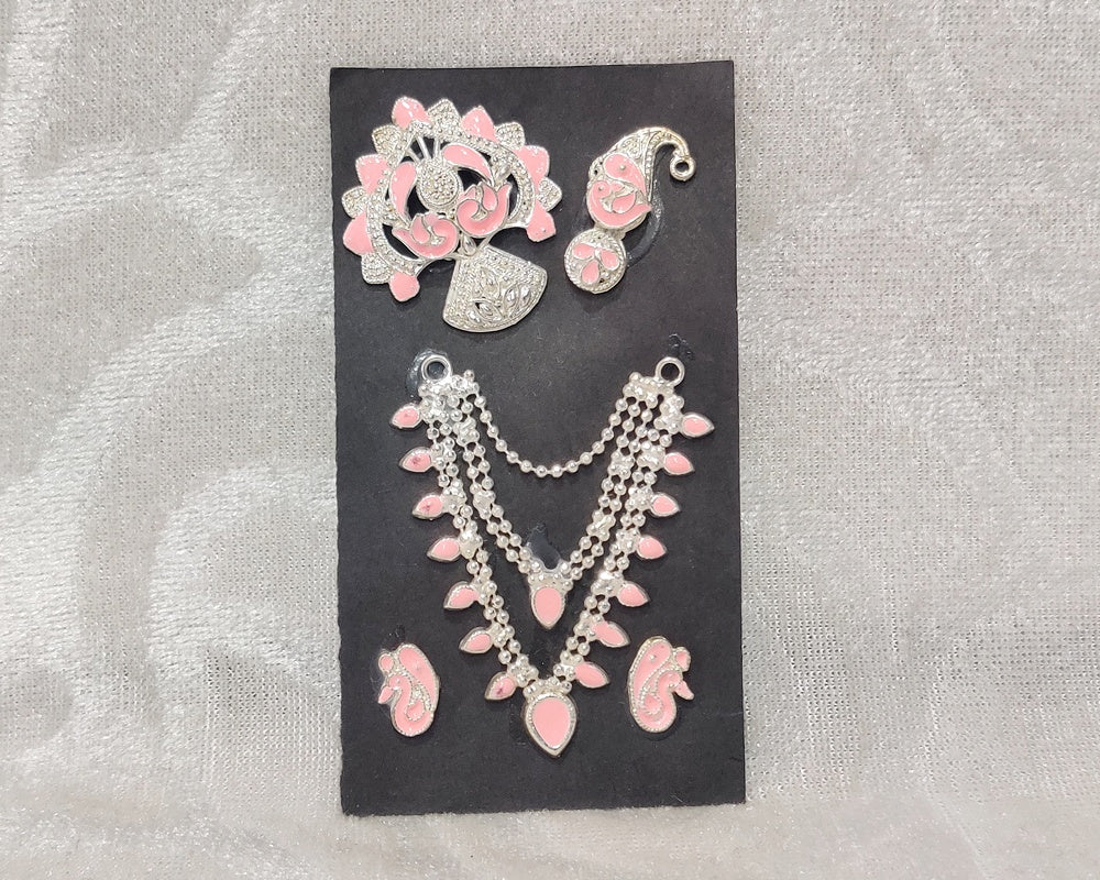 Complete Silver Meenakari Malaji Set ,