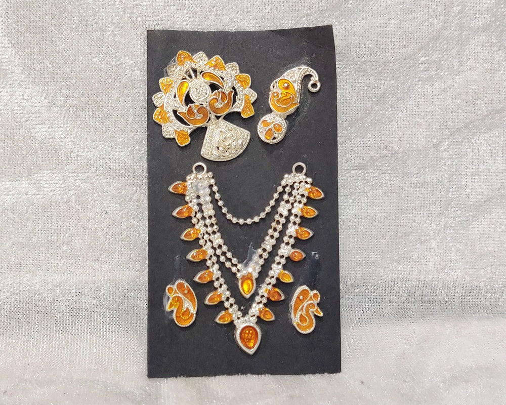 Complete Silver Meenakari Malaji Set ,