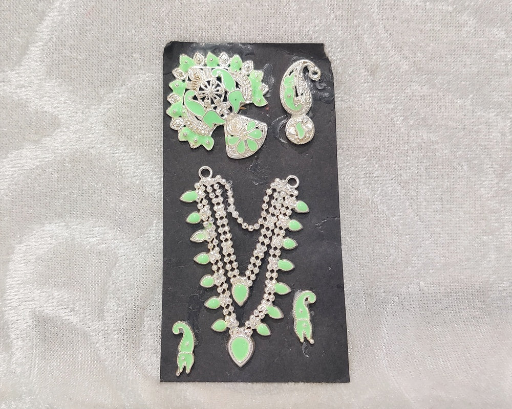 Complete Silver Meenakari Malaji Set ,