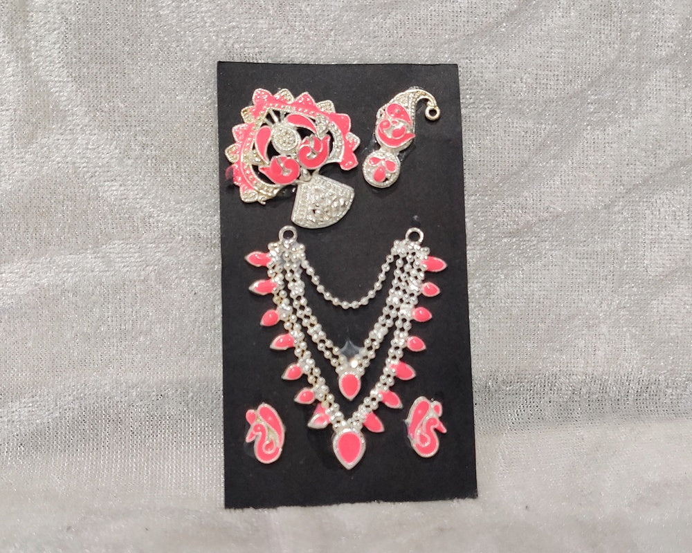 Complete Silver Meenakari Malaji Set ,