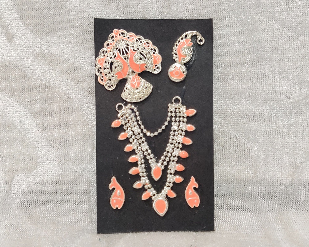 Complete Silver Meenakari Malaji Set ,