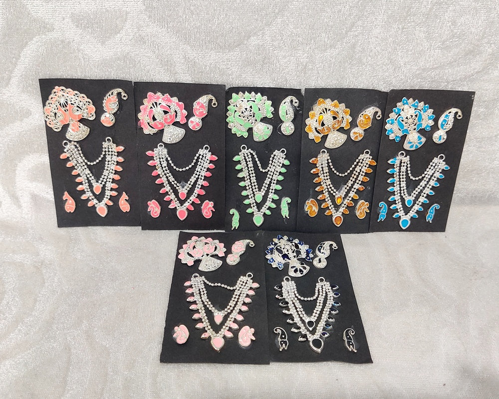 Complete Silver Meenakari Malaji Set ,